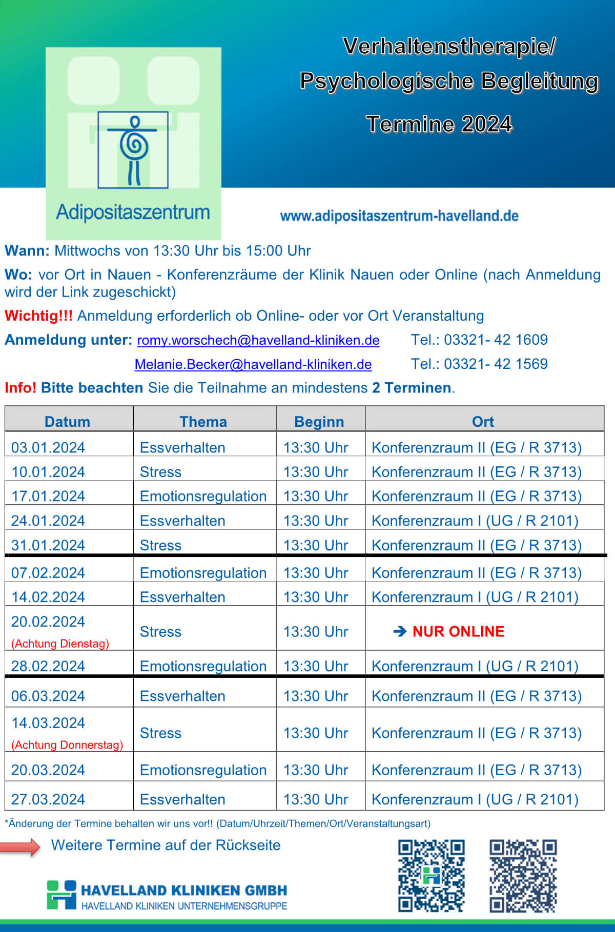 Adipositaszentrum Havelland - Termine Kurs Nauen Onlinekurs Nauen 2024