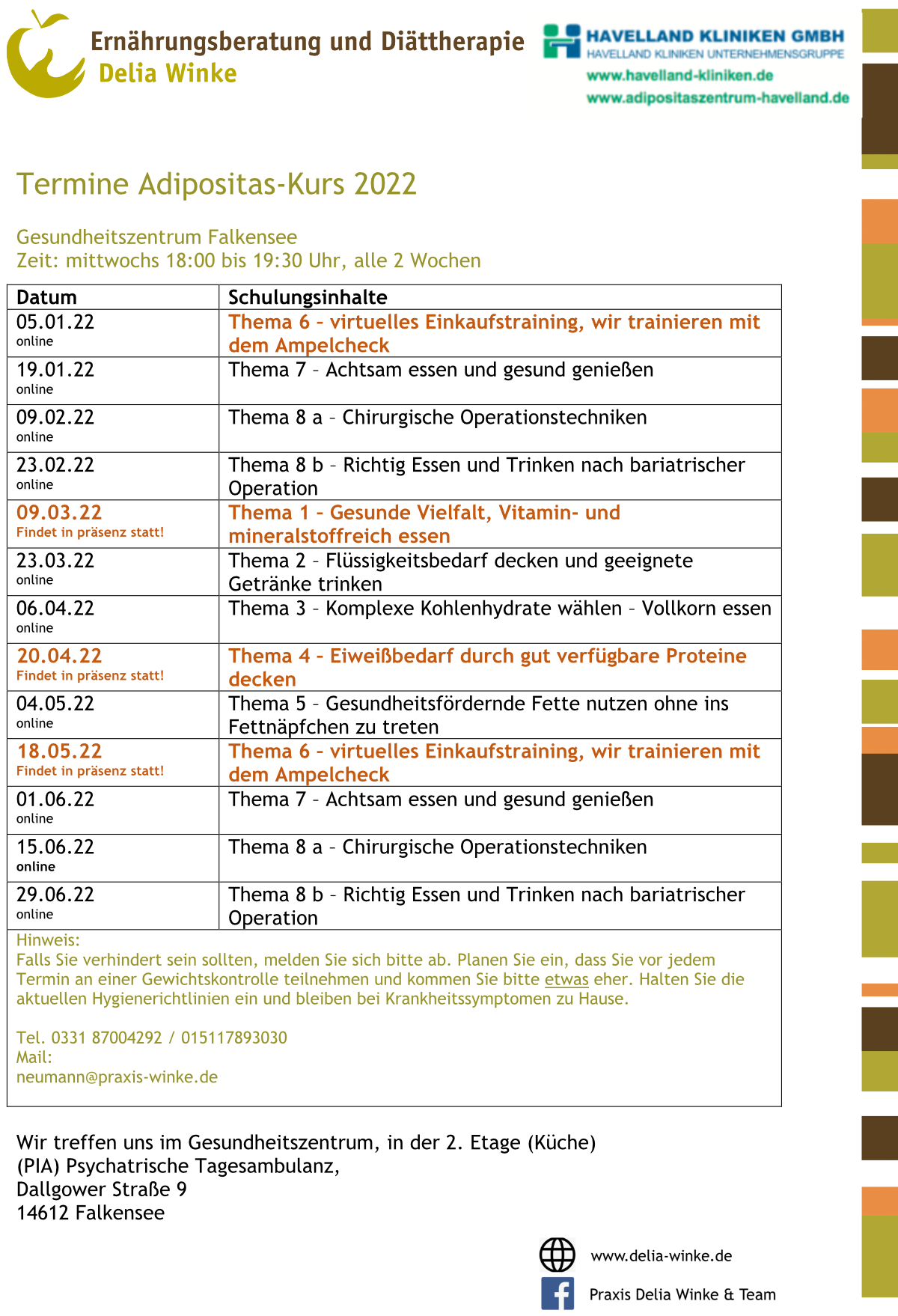 Adipositaszentrum Havelland - Termine Kurs Adipositas Falkensee